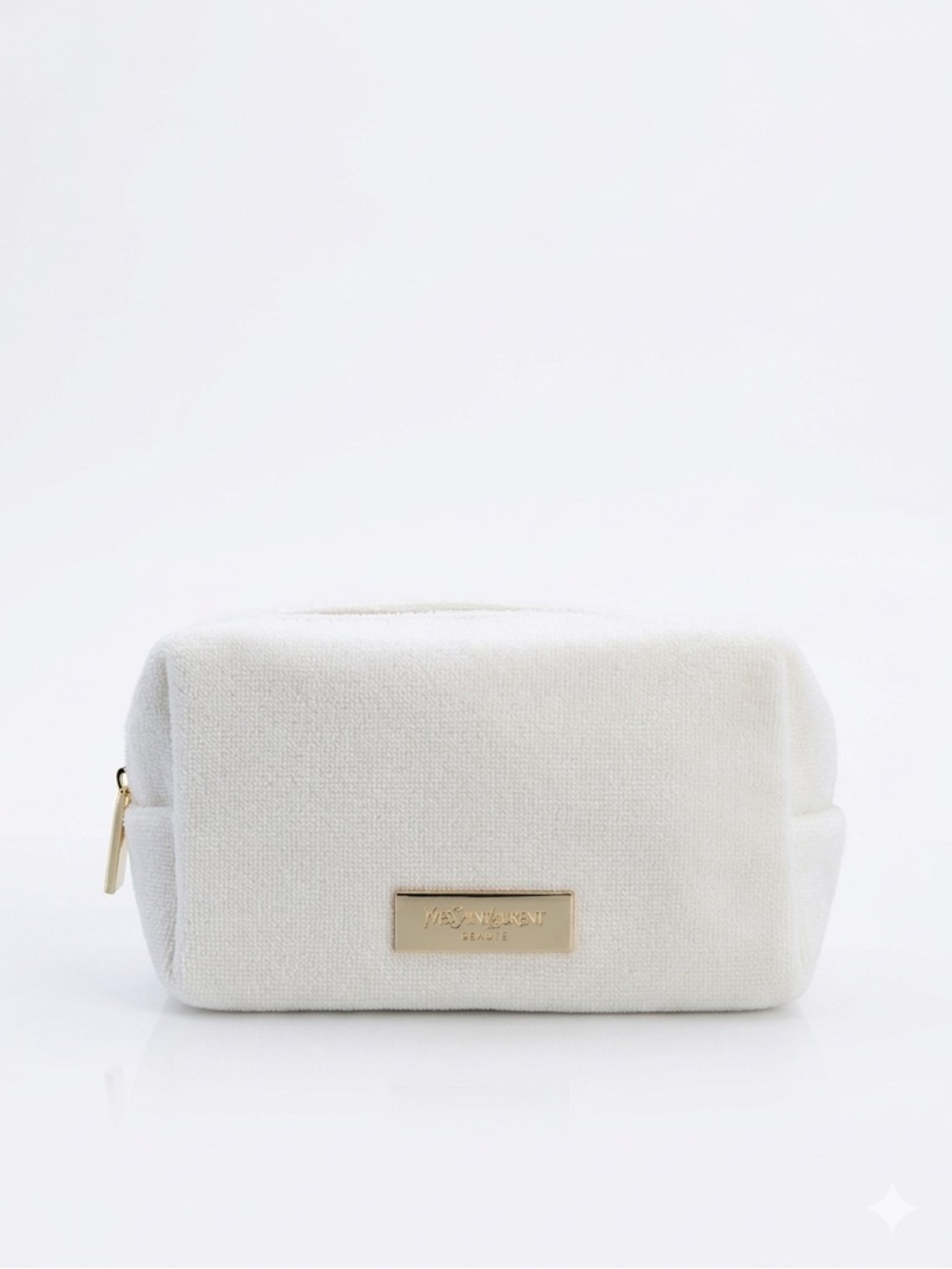YSL Saint Laurent Cream Terry Cosmetic Summer Pouch Makeup Bag Vanity